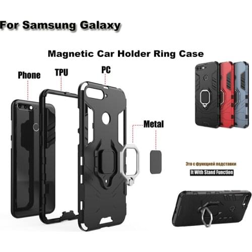 Case For Samsung Galaxy A40 A10 A60 M10 A2 CORE M40 M30 M20 A50 Shockproof Magnetic Ring Holder Suction Ring Bracket Armor Case