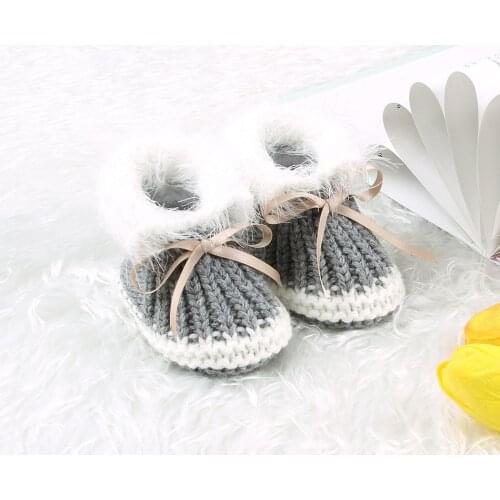 Infant Baby Knit Fleece Shoes Newborn Boys Girls Winter Booties Toddler Children Wool Snow Boot For 0-24M Baby Kids