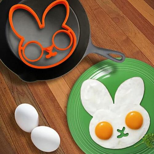 Breakfast Silicone Cartoon Rabbit Fried Egg Omelette Mold Bunny Pancake Ring Shaper Kitchen Cooking Tools For Children Kids