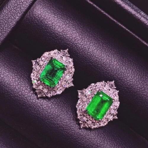 H1106 Fine Jewelry Pure 18 K Gold Jewelry AU750 100% Natural Emerald Gemstone 2.66ct Females Stud Earrings for Women
