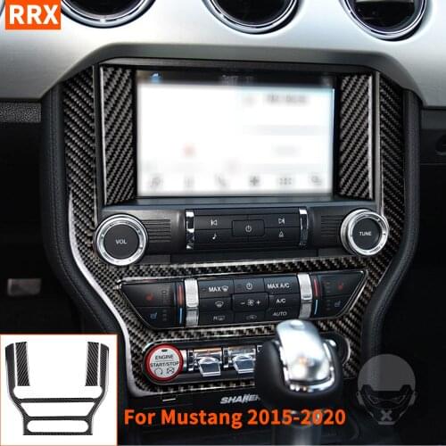 Carbon Fiber Centrol Console AC CD Panel Frame Cover Sticker For Ford Mustang GT 2015-2019 Navigation Interior Car Accessories