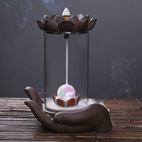 Waterfall Ceramic Incense Burner Holder Home Decor Lotus Hold In The Palm/Glowing ball/Cartoons For Office Bedroom Decoration