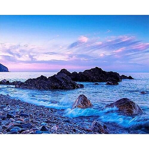 L5982 Scenic Seaside cross stitch Oil painting girl 11/ 14ct /16/28/27CT cloth cotton thread embroidery DIY handmade needlework