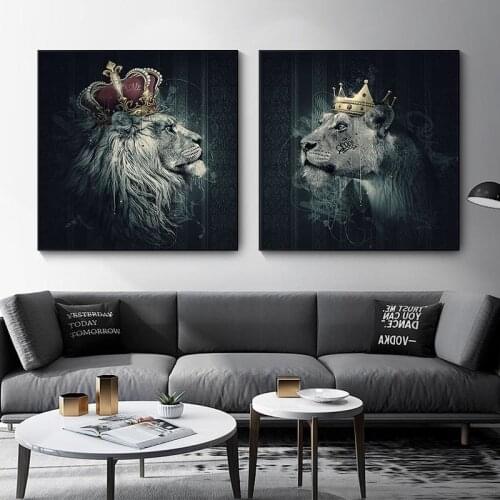 Fashion Graffiti Wall Art Golden Cattle Animal Lion Posters for Living Room Corridor Decor Canvas Painting Nordic Home Pictures
