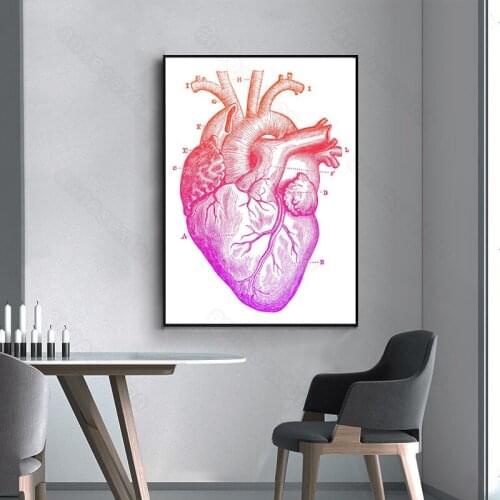 Still Life Canvas Painting Poster Print Minimalist Pictures Detail of The Human Red Heart for Home Rooms Gallery Decoration