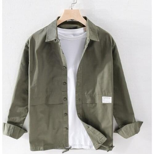 2021 New style long sleeve solid 100% cotton brand jackets men fashion spring jacket for men casual shirt mens chemise chaqueta