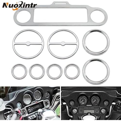 Nuoxintr Chrome Speedometer Gauges Bezels Horn Cover For Harley Electra Street Road Glide