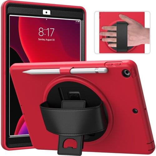 Full Body Protective Shockproof Case for iPad 10.2 Silicone Case 2020 2019 7th Gen Kids Cover with Hand Strap Kickstand+Pen