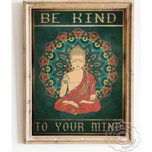 Positive Energy Religion Belief Poster, Buddhism Buddha Portrait Canvas Painting, Abstract Ornaments Design Backdrop Home Decor