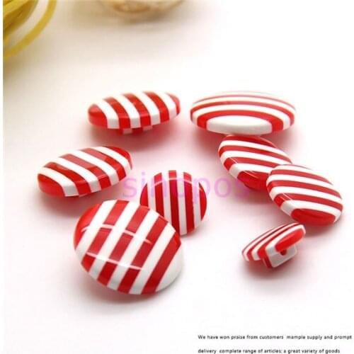 12.5-20mm Red and white stripes childrens clothes button, plastic round shape decor sewing buttons for Shirt/Coat/Crafts, SP01