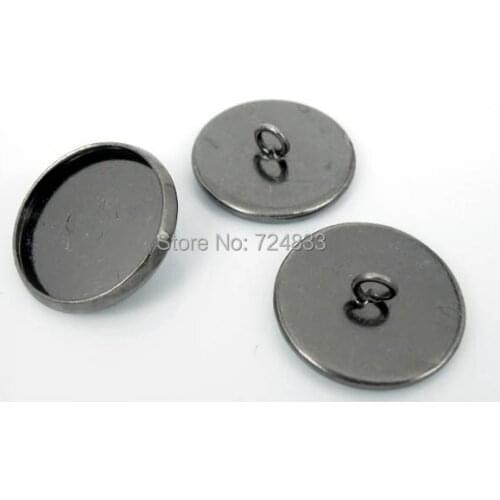 Blank Round Bezel Tray Loop Back Buttons Bases Cabochons Connectors Caps Settings DIY Findings Gunmetal Black tone 8mm - 27mm