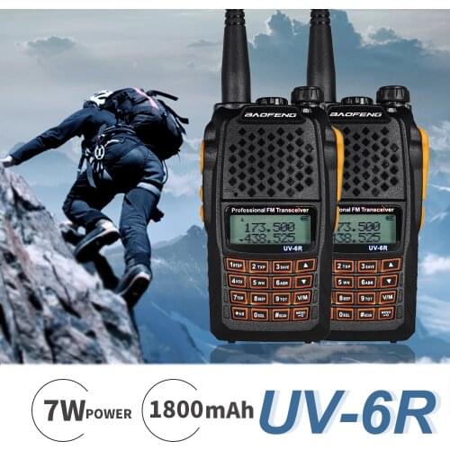 2pcs Power 7W Baofeng UV-6R Walkie Talkie VHF/UHF Dual Band Portable FM Transceiver Two Way Ham CB Radio Upgrade UV5R Hunting