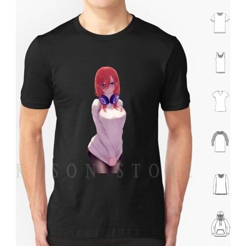 ? Cute Nakano Miku Headphones ( Go-Toubun No Hanayome ) ? T Shirt Cotton Men Diy Print Go Toubun No Hanayome The