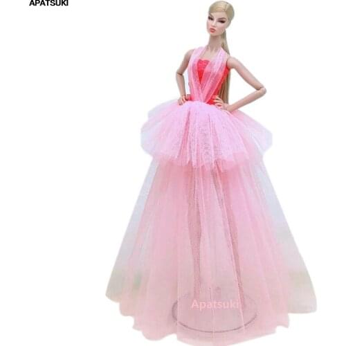 Pink Patchwork Multi-layer Wedding Dresses For Barbie Clothes Fashion Doll Outfits Dress 1/6 BJD Dolls Accessories Kids Toys