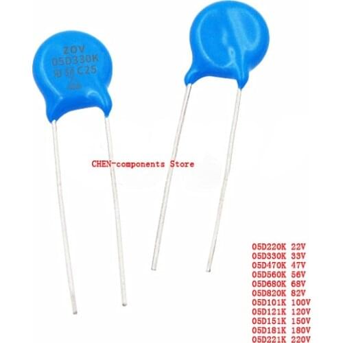 50PCS Varistor 05D220K 330K 470K 560K 680K 820K 101K 121K 151K 181K 221K 22V 33V 47V 56V 68V 82V 100V 120V 150V 181V 220V