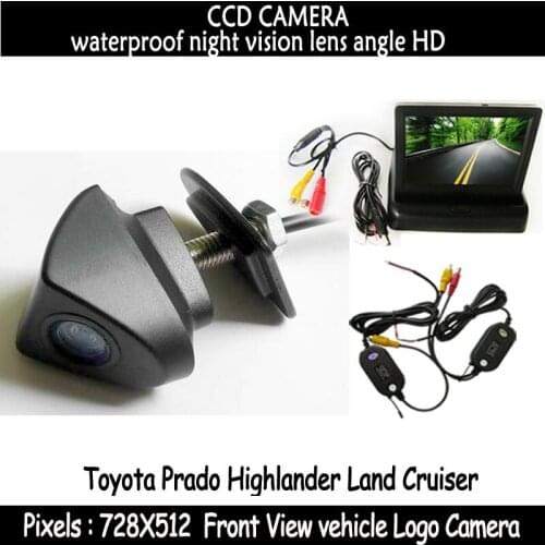 Waterproof Car CCD front View Camera + Monitor forToyota seriesToyota Prado Highlander Land Cruiser installed in the car logo