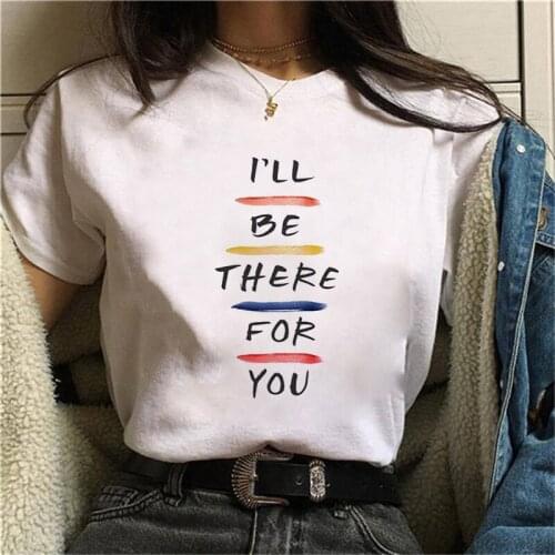Womens T-shirt 90s Ulzzang Harajuku Graphic Funny Young friendship Theme Print T-shirt O Neck Casual Womens Top T-shirt