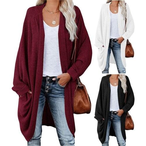2021 Autumn Oversized Fashion Women Kimono Long Sleeve Open Front Chunky Cable Knit Cardigan Sweater Coat Blusa De Frio Feminina