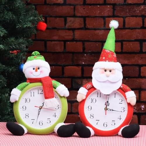 1PC Cartoon Christmas Snowman Hanging Electronic Clock Christmas Decorations Ornaments Gift Santa Claus Toy Creative Wall Clock
