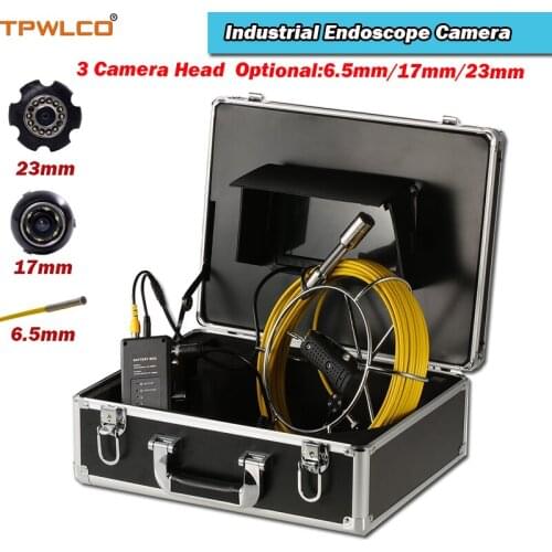 20m Cable Drain Industrial Endoscope Video Inspection Camera System With 7" LCD 23mm/17mm/6.5mm Pipeline Camera Head With DVR