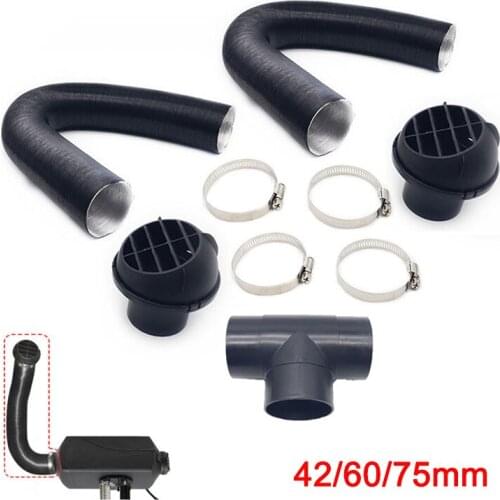 42/60/75mm Car Heater Replacement Kits Air Diesel Parking Heater Ducting Pipe Air Vent Outlet Hose Tube Connector w/Hose Clips