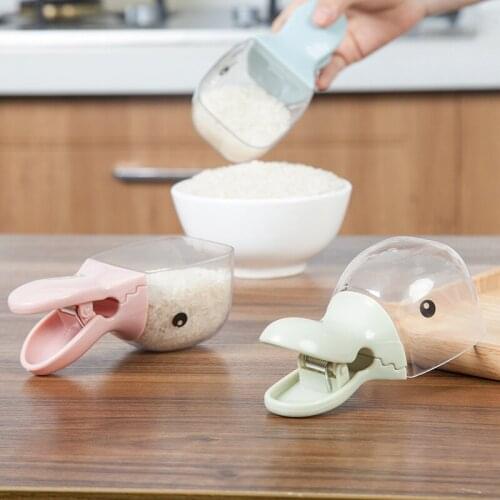 50pcs Cute Duck Head Shape Plastic Wash Rice Shovel Water Bailer Spoon Sealing Clip Scoop Home Kitchen Spoons Kitchen supplies