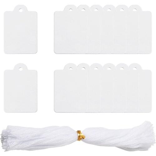 500pcs/bag 45x28mm White Paper Price Tags with Cotton Cord for Jewelry Display Hole: 2mm Cotton Cord: 18cm