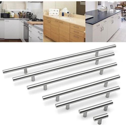 64-256mm Kitchen Door T Bar Straight Handle Knobs Cabinet Pull Diameter Stainless Steel Handles Furniture Handle