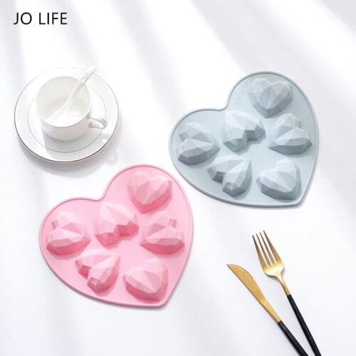 JO LIFE Diamond Heart Baking Cake Decoration Tool Romantic Silicone Fondant Mold Chocolate Candy Gummy Moulds