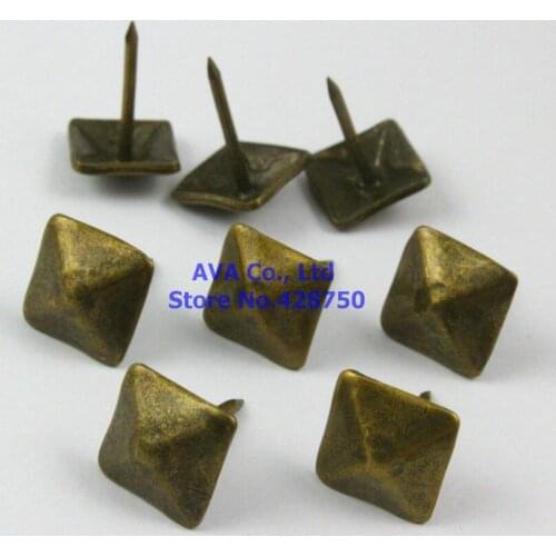 100 Pieces 12x17mm Antique Brass Square Upholstery Tacks Nails