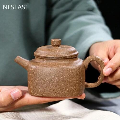 Authentic Yixing Tea Pots Handmade Square Purple Clay Teapot Raw ore Beauty Kettle Chinese Tea Ceremony Customized Gifts 190ml