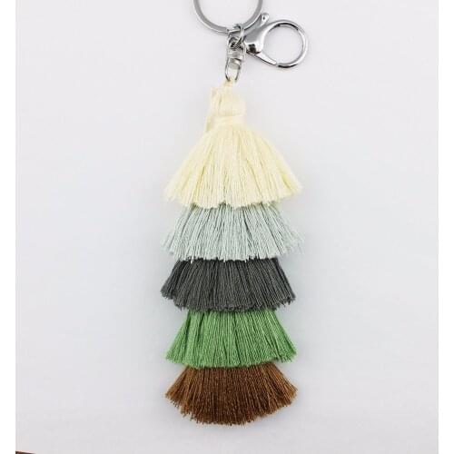 Big 5 Layers Fan Fringe Tassel Key Chains for Women Handbags Accessories