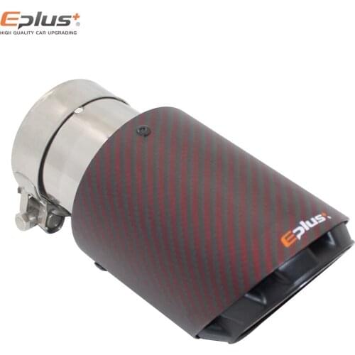 EPLUS Latest 3 Layer Red Matte Carbon Car Mufflers Tip Universal Stainless Silver Exhaust Pipe Muffler Nozzle Decoration For Ak