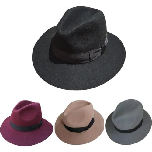Fedora Hat For Men Women Felt Material Cap Turn Down Brim Hats Many Colors