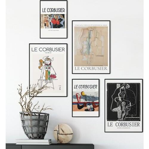 French Le Corbusier Famous Exhibition Poster Abstract Artwork Canvas Print Painting Wall Art Picture for Living Room Home Decor