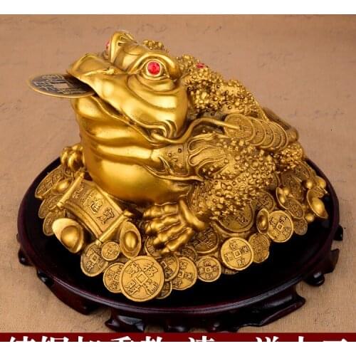 HOT SALE # SHOP HOME hall Lobby Porch Reception efficacious Mascot Inviting money wealth GOLD JIN CHAN FENG SHUI COPPER statue