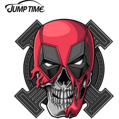 JumpTime 13cmx13cm For Deadpool Skull Vinyl Creative Stickers Windows Bumper Decals JDM DRIFT Racing