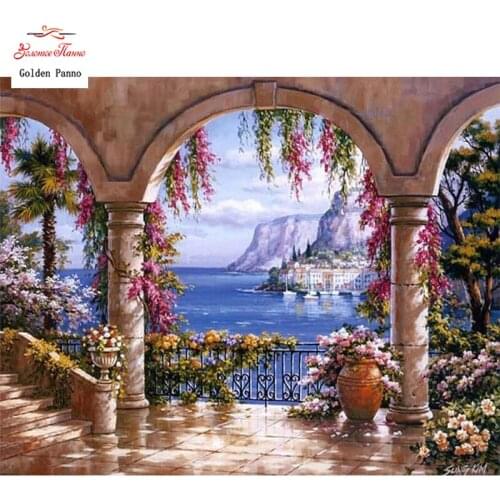 GOLDEN PANNO Diamond Painting Full Square 5D Diy Daimond Embroidery Diamant Mosaic Sale rhinestones pictures Landscape 03