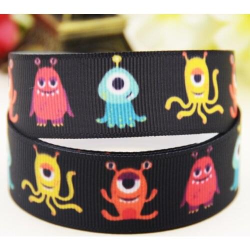 22mm 25mm 38mm 75mm Monster Cartoon printed Grosgrain Ribbon party decoration 10 Yards X-03928