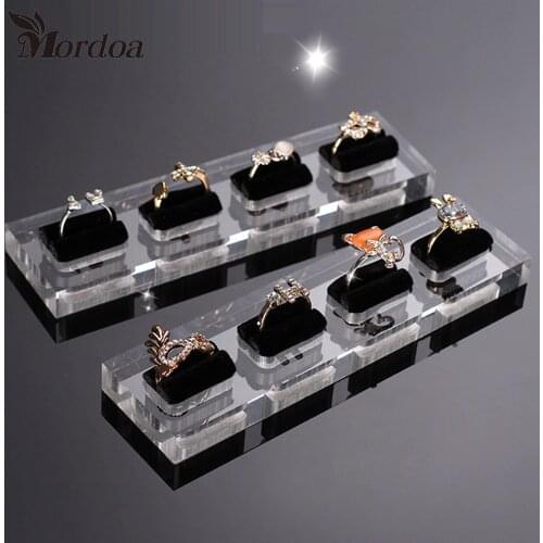 Fashion 4 slots Acrylic finger Ring Display Holder Organizer finger Ring Showcase Jewelry Display Props Free Shipping