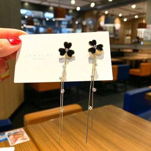 Fashion Pearl Earrings Women Long Tassel Earrings Simplicity Rhinestone Bow Drop Earrings Female Trendy Zircon Dangle Earrings