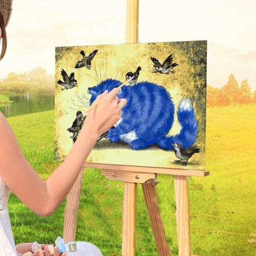 Cartoon Blue White Cat DIY Painting By Numbers Complete Kit Acrylic Paints 40*50 Picture By Numbers Photo Drawing