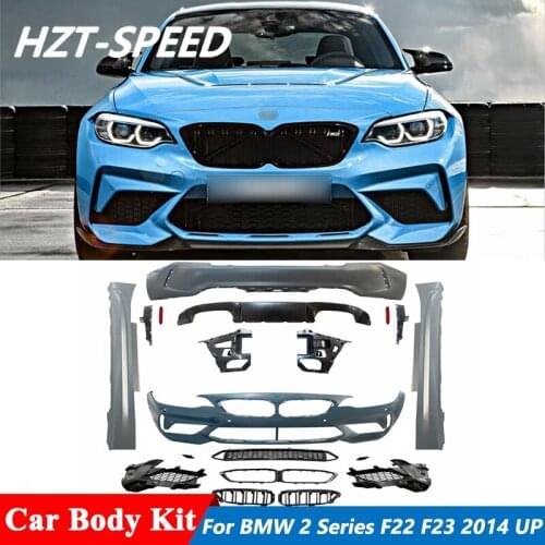 Unpainted FRP Material Front Rear Bumper Side Skirts Lip For BMW 2 Series F22 F23 235i 220i Facelift M2 CS Style 2014 Up