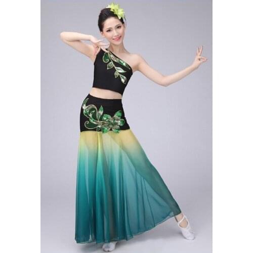 New! Womens National Costumes Clothes Dance Costume Peacock Dance Clothes Chinese Folk Dance Dress