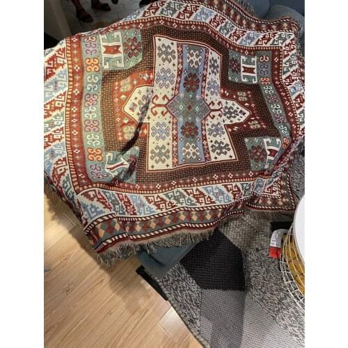 Camping Blanket Bohemian Knitted Throw Blanket Picnic Carpet Sofa Covers Slipcover Blanket Car Travel Plane Blanket