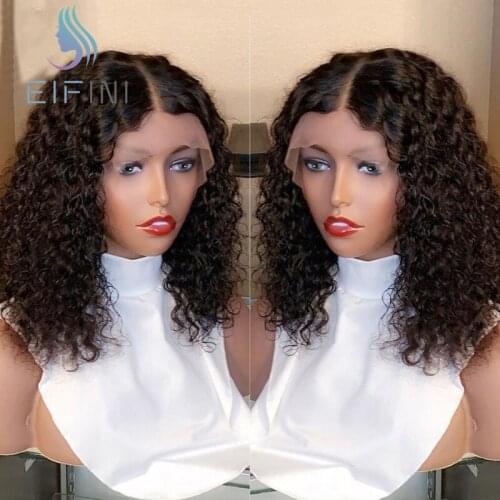 Peruvian Short Curly Human Hair Wigs 13x6 Lace Front Wig For Black Women Glueless 4x4 Lace Closure Wig PrePlucked Bleached Knots