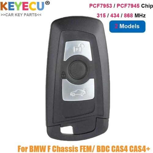 KEYECU Black Color Smart Remote Control Car Key for BMW 5 7 F Series FEM/ BDC CAS4 CAS4+, FOB 3 Buttons - 315MHz/ 434MHz/ 868MHz