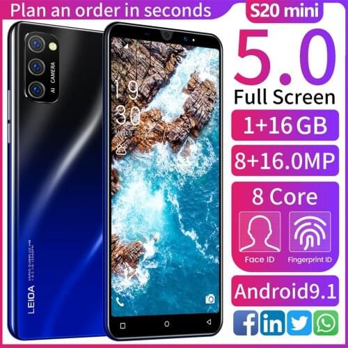 S20mini Smart Phone 5in Dual SIM Android Fingerprint Face Unlocked Fashion HD camera perfect Screen Powerful Performance Phone