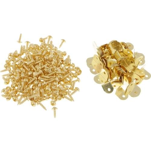 100 Pieces Mini Metal L Shaped Picture Frame Braces Brackets with Screw DIY Supports 12 x 12 mm