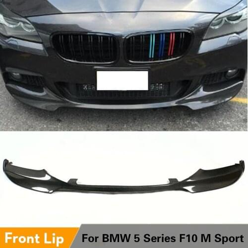 Plain Weave Carbon Fiber Front Bumper Guard Lip Spoiler Aprons Chin For BMW 5 Series F10 M-Sport Bumper 2012-2015